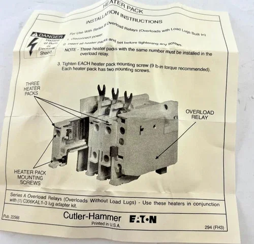 EATON Cutler-Hammer H2002B-3 Freedom Series Heater Pack, 0.375 - 0.607 Amp, Set of 3 — product image 6 of 6