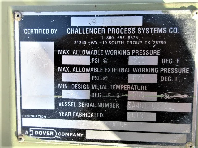 Challenger Process Systems Horizontal Separator Vessel, 30" x 10', 200 PSI — product image 10 of 11