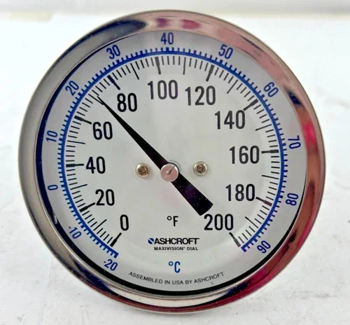 Ashcroft 3 Inch Bimetal Thermometer, 0-200°F, 2.5 Inch Stem — primary product image