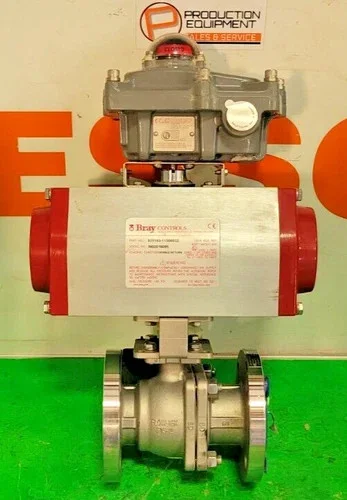 Flow-Tek F15 2-Inch Class 150 Flanged Ball Valve with Bray Series 93 Pneumatic Spring Return Actuator — primary product image