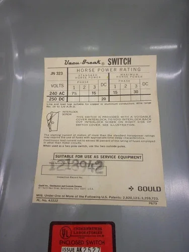 ITE Vacu-Break JN323 Fusible Safety Switch, 100A, 240V, NEMA 1 — product image 2 of 8