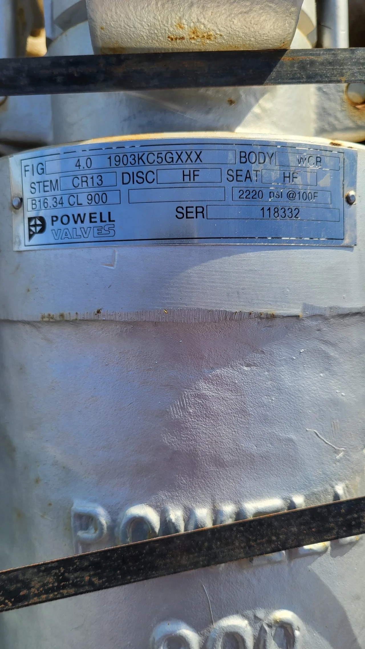 Powell Valves 4-Inch Class 900 Cast Steel Gate Valve Fig. 1903KC5GXXX — product image 2 of 3