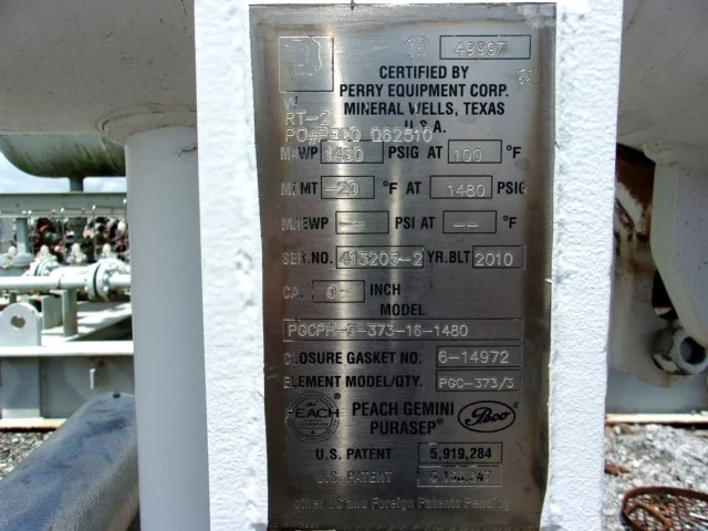 PECO Peach Gemini PuraSep Horizontal Gas Filter Separator POCPH-3-373-16-1480 — product image 5 of 15