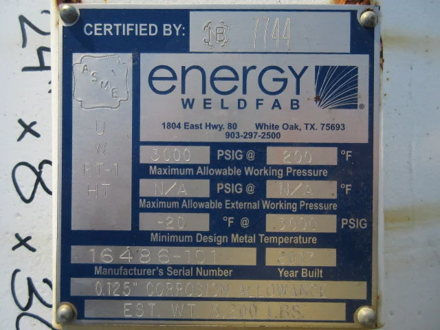 Energy Weldfab Sand Trap Pressure Vessel, 24" x 8', 3000 PSIG — product image 8 of 9