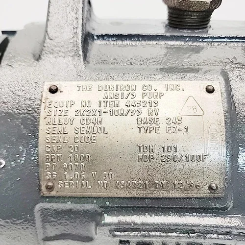 Flowserve Durco Mark 3 Self-Priming ANSI Pump 2K2x1-10A/93 RV CD4M — product image 10 of 14