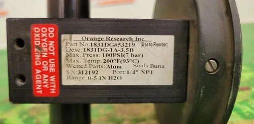 Orange Research 1831DG-1A-3.5B Differential Pressure Gauge, 0-5 inH2O — product image 3 of 4
