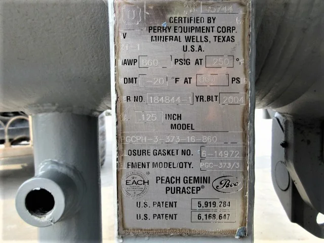 PECO Peach Gemini Purasep Horizontal Gas Coalescer GCPH-3-373-16-860 — product image 7 of 17