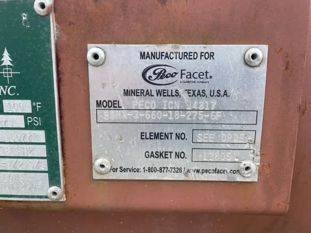 PECO Facet Horizontal Coalescer Filter Housing 18" x 6'7" Model 55HX-3-660-18-275-6F — product image 5 of 12
