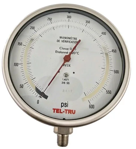 Tel-Tru MV3X Industrial Pressure Gauge 0-600 PSI Stainless Steel — primary product image