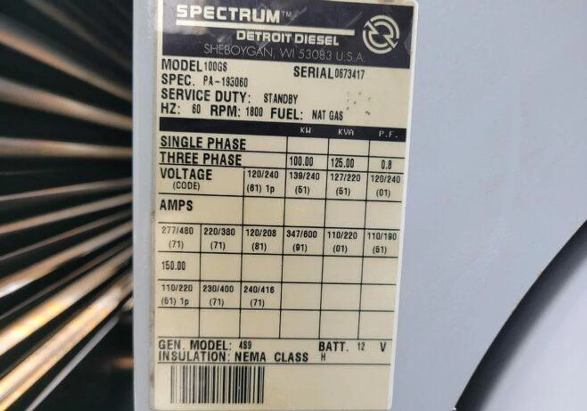 Kohler Model 50 Generator Set with Detroit Diesel 489 Natural Gas Engine — product image 2 of 4