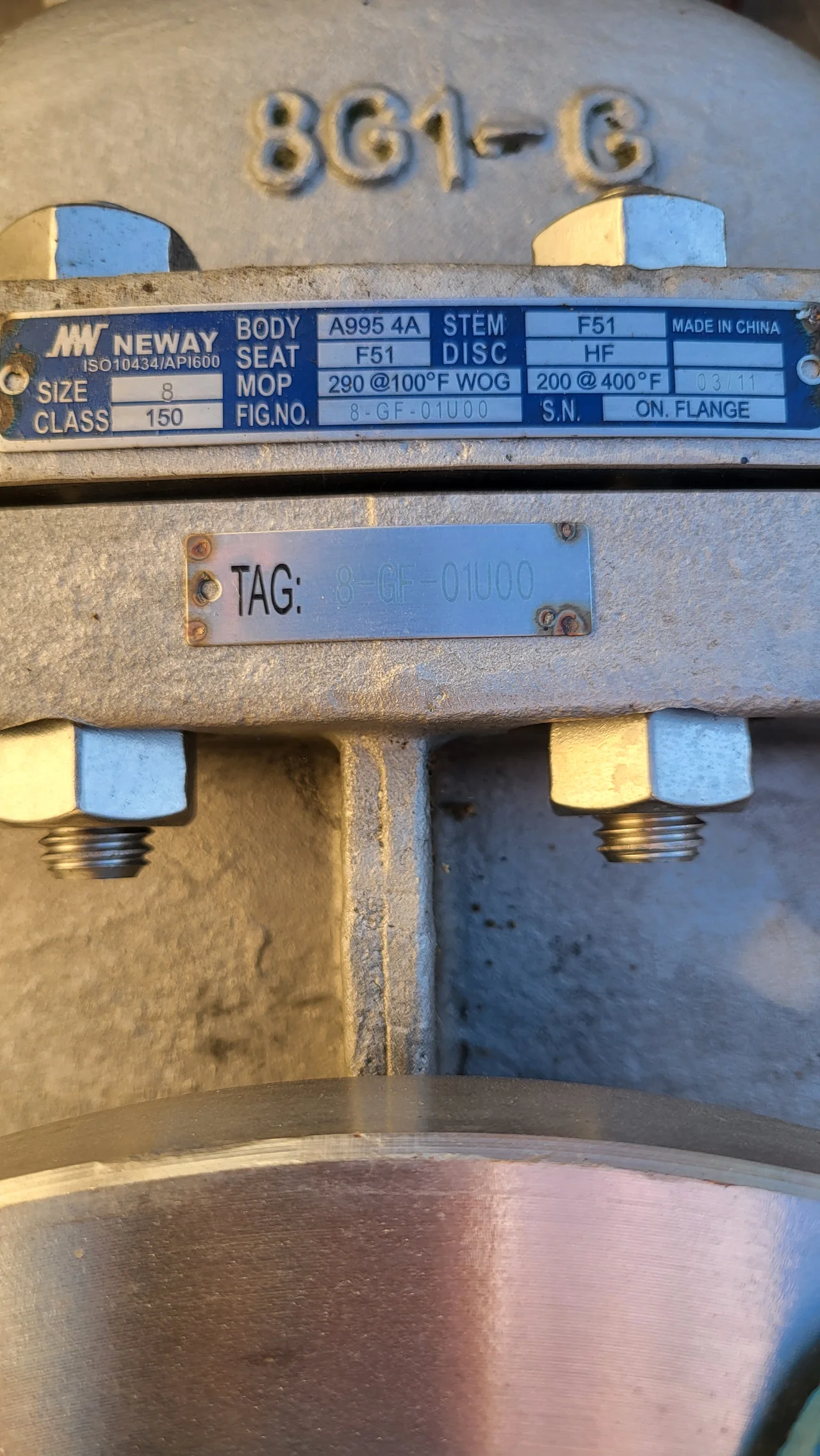 Neway 8-Inch Class 150 Gate Valve Fig. No. 8-GF-01U00 — product image 3 of 4