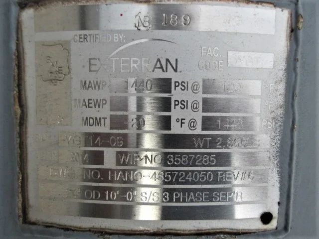 Exterran 24" x 10' Horizontal 3-Phase Separator — product image 14 of 15