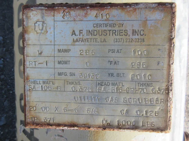 A.F. Industries Utility Gas Scrubber 20" OD x 6'-6" — product image 8 of 9