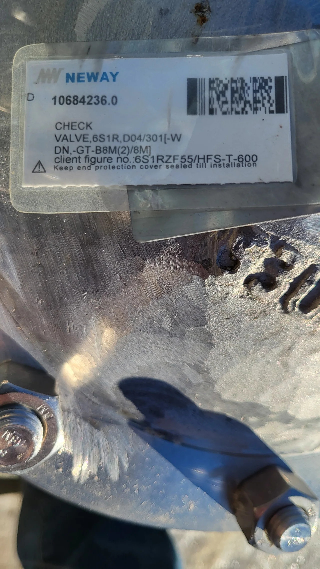Neway 6-Inch Class 600 Swing Check Valve 6S1RZF55/HFS-T-600 — product image 3 of 4