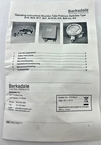 Barksdale B2S-H48SS Bourdon Tube Pressure Switch — product image 8 of 8