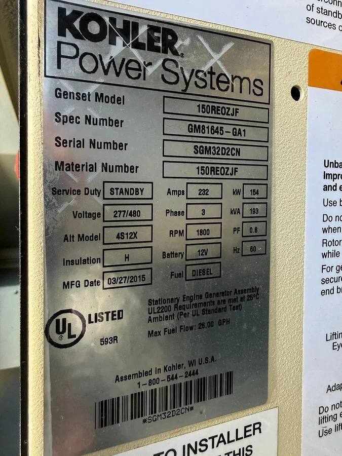 Kohler 600REOZVB 600kW Diesel Generator Set — product image 10 of 10