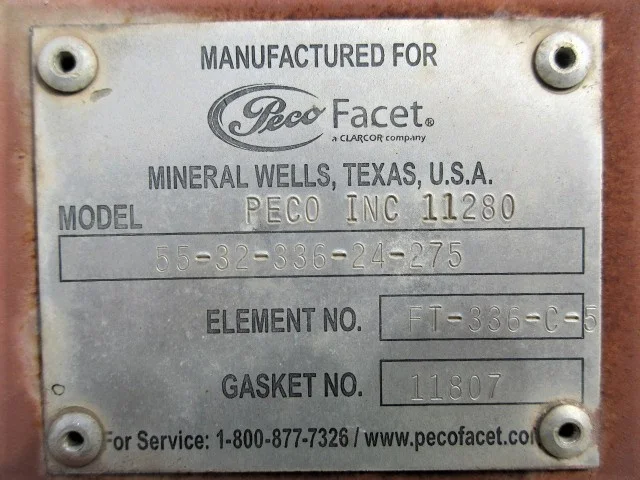PECO Facet Series 55 Vertical Gas Coalescer Model 11280 — product image 10 of 14