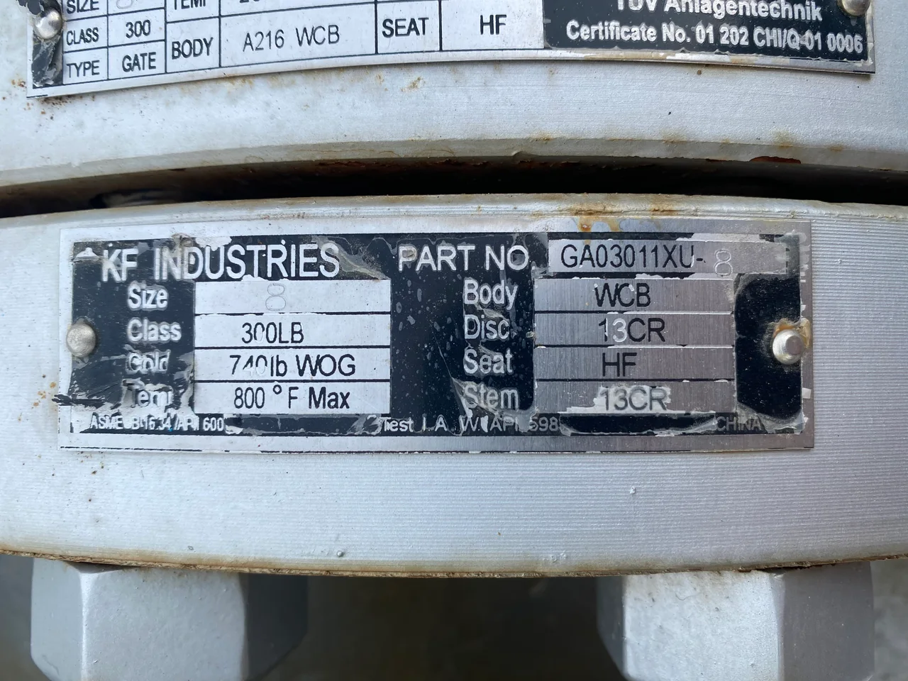 KF Industries 8-inch Class 300 Cast Steel Gate Valve GA003011XU — product image 2 of 4
