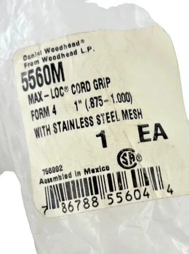 Woodhead Max-Loc Cord Grip 5560M with Stainless Steel Mesh — product image 3 of 3