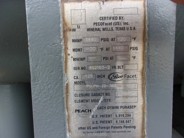 PECOFacet Peach Gemini PuraSep Horizontal Coalescer PGCPH-22-382 — product image 10 of 11