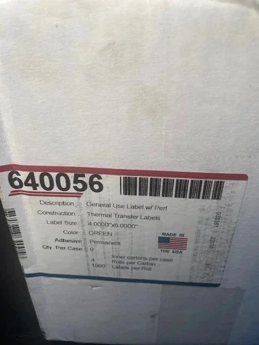 EIM Thermal Transfer Labels 640056 Green 4"x6" Perforated — product image 3 of 4
