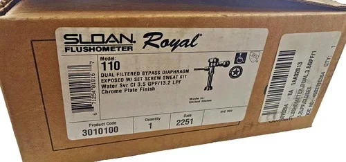 Sloan Royal 110 Flushometer Valve, Dual Filtered Bypass, 3.5 gpf, Chrome Plated — primary product image