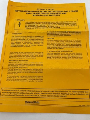 Thomas & Betts J Frame Molded Case Circuit Breaker JS360225A — product image 6 of 6