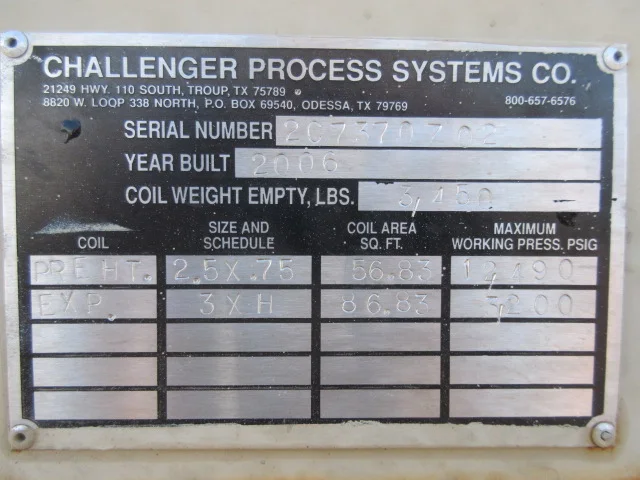 Challenger Process Systems Indirect Line Heater 1.5 MM BTU, 48" x 17.5' — product image 6 of 10