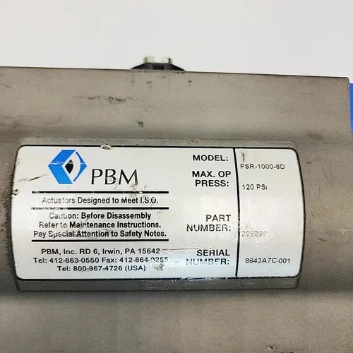 PBM SPH-34-S2/H68D 1" 316L Stainless Steel Sanitary Ball Valve with PSR-1000-8D Pneumatic Actuator — product image 3 of 8