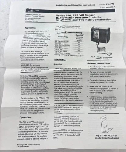 Johnson Controls P72AB-1C Open Low Pressure Control — product image 6 of 6