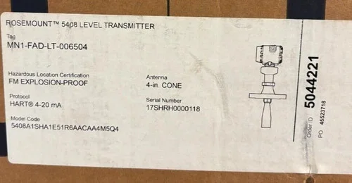 Rosemount 5408 Level Transmitter 5408A1H5E51R4AACAA4M5Q4 with 4-Inch Cone Antenna — product image 3 of 5