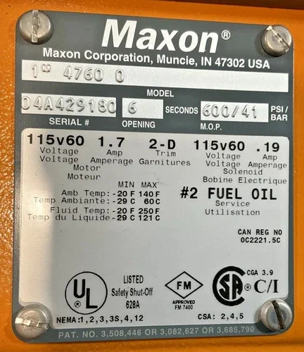 Maxon 4760 1" Fuel Oil Shut-Off Valve — product image 2 of 10