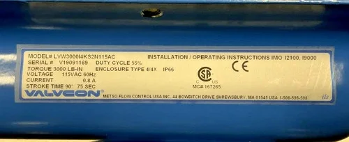 Metso 9180 T-316 3-Inch Flanged Ball Valve with Valvecon V-Series Electric Actuator — product image 5 of 10