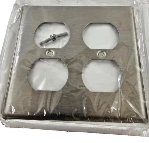 Leviton 84016 2-Gang Duplex Receptacle Wallplate, Stainless Steel — primary product image