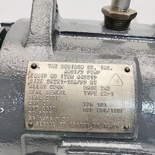 Flowserve Durco Mark 3 Self-Priming ANSI Pump 2K2x1-10A/93 RV CD4M — product image 11 of 14
