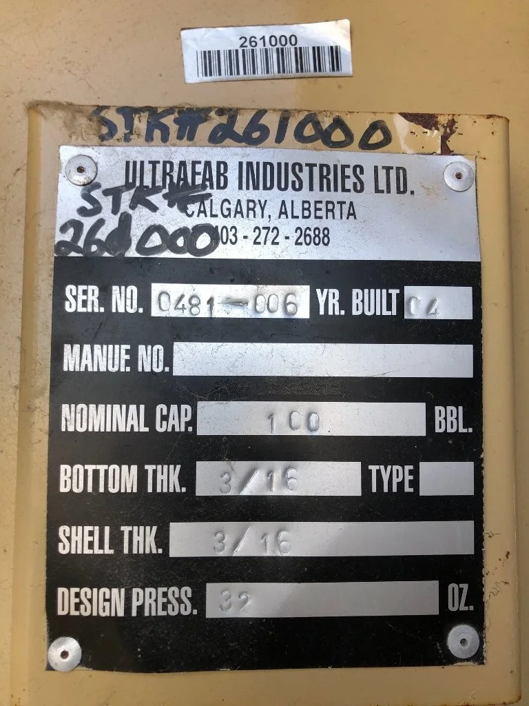 100 BBL Ultrafab Skidded Storage Tank – 2004 — product image 3 of 6