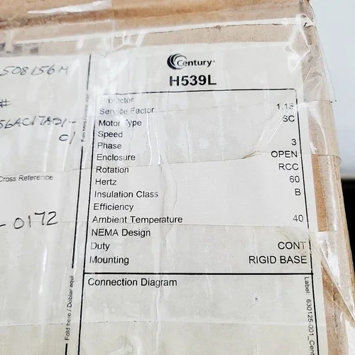 Century H539L 3HP Electric AC Motor — product image 2 of 4