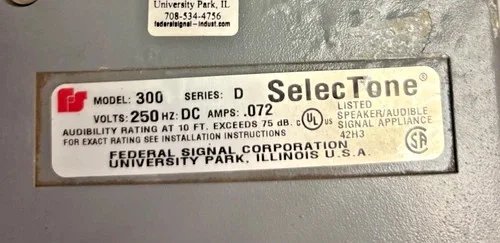 Federal Signal Selectone Model 300 Series D Audible Signal Speaker — product image 3 of 4