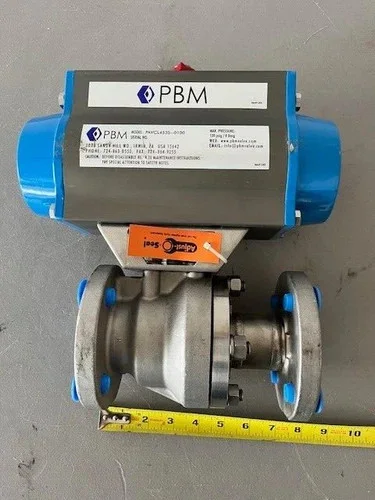 PBM 1.5 Inch ANSI 150 Flanged Ball Valve ANH-G1L-K-F388 with Pneumatic Actuator PAVC-L453-S-0100 — primary product image