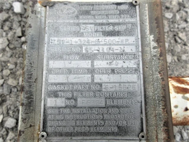 PECO Series 75V Vertical Gas Filter Separator Model 75V-1-324-8-500-WP — product image 6 of 13