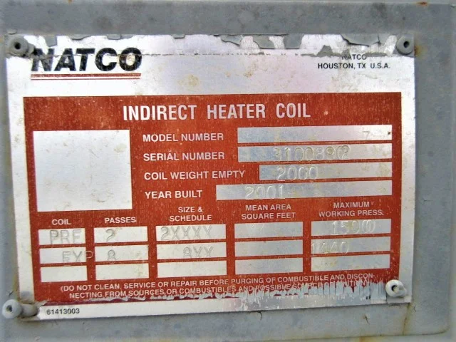 NATCO Indirect Fired Heater 42" x 15' 1MM BTU/hr — product image 6 of 12