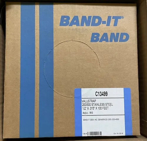 BAND-IT Valu-Strap Stainless Steel Band C13499, 1/2" x 0.015" x 100 ft — primary product image