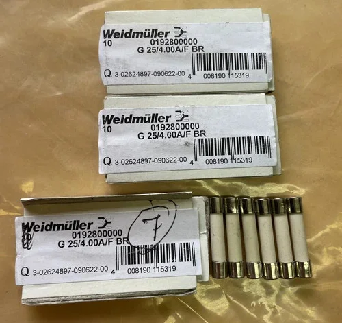 Weidmuller 0192800000 G 25/4.00A/F BR Fuse (Lot of 26) — primary product image