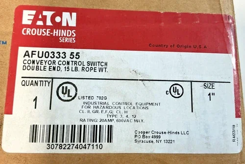 Eaton Crouse-Hinds AFU033355 Double End Conveyor Control Switch — product image 3 of 9