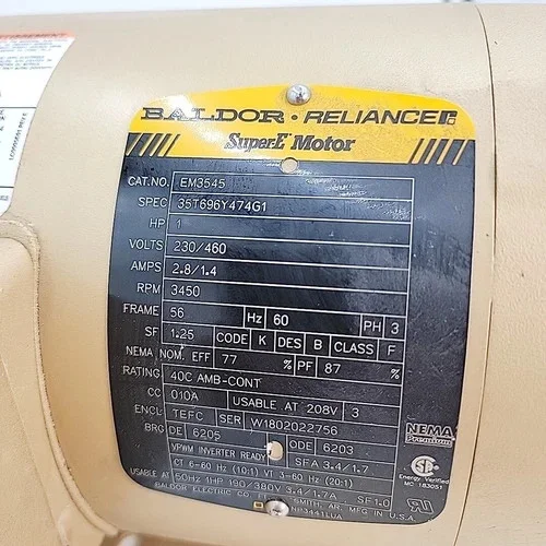 Baldor Reliance Super-E AC Motor EM3545 1 HP — product image 3 of 3