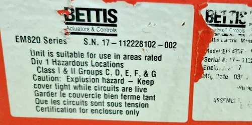 Bettis TorqPlus Electric Actuator EM820F-12-CT-11-001 — product image 5 of 8