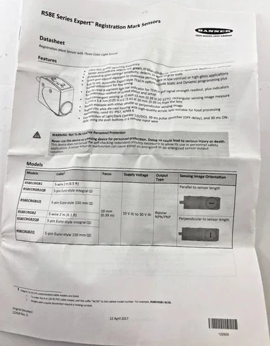 Banner R58 Expert Registration Mark Sensor R58ECRGB1 — product image 7 of 7