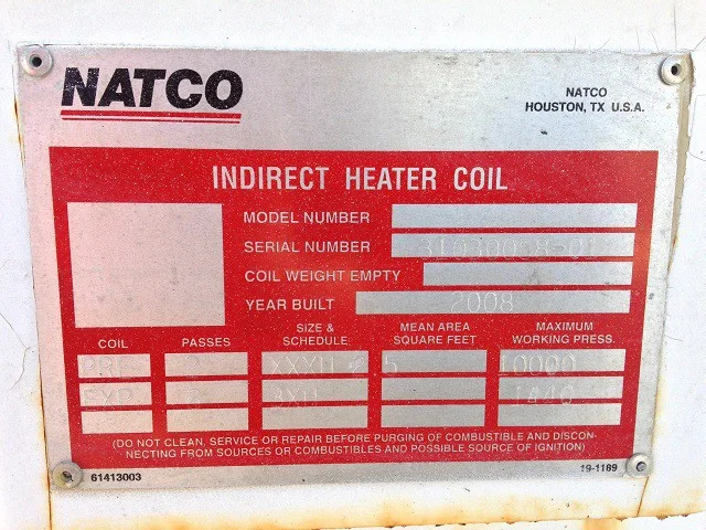 NATCO Indirect Fired Line Heater 36" x 10' 750,000 BTU/hr — product image 3 of 10