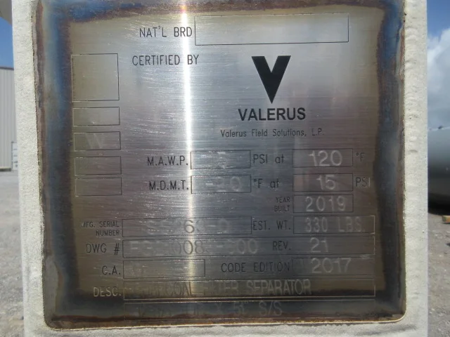 Valerus Vertical Coalescing Filter Separator F210083-600 — product image 4 of 8