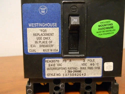 Westinghouse EA3070 70A 240V 3-Pole Molded Case Circuit Breaker — product image 2 of 10